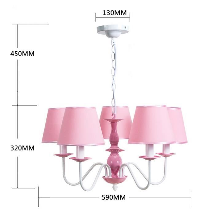 Suspension Plafonnier Enfant 5 Tetes Lustre Conception Abat Jour Rose En Tissu Pour Chambre Bebe Fille Garcon E14 5 O59cm 32cm A Cdiscount Maison