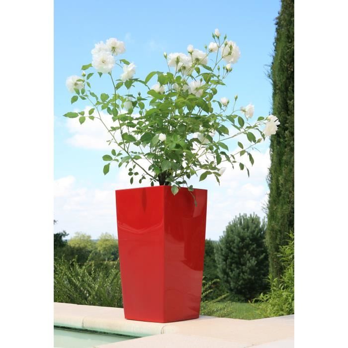 RIVIERA Pot de fleurs Nuance - Carré - 29 x 29 x H 52 cm - Rouge