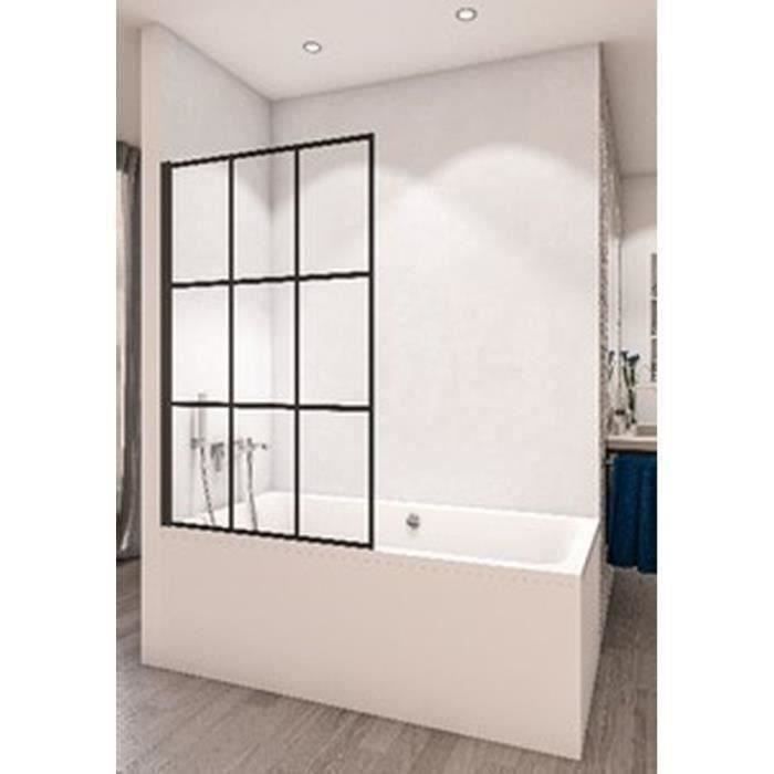 Pare-baignoire AURYS version gauche Gascogne Atelier N°3 en verre trempé 8 mm Saint-Gobain L 75 cm x