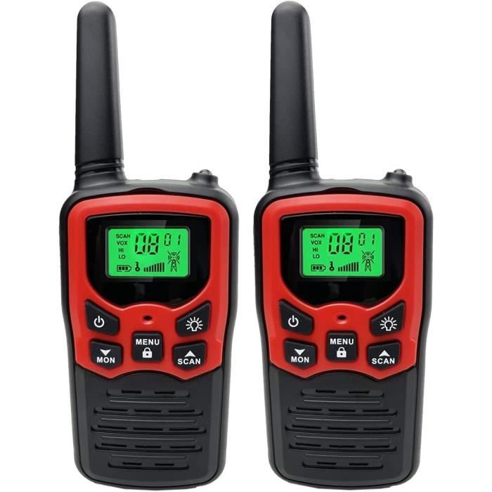 Talkie-Walkie HUNICOM H-628 – Portée 5 Km – 16 Canaux – VOX Mains Libres – Lampe LED Intégrée – Pour Adultes Et Enfants – 0,5 W