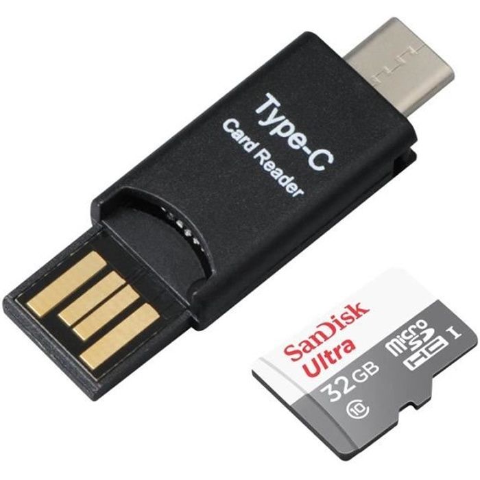 SanDisk Ultra Micro SD Classe 10 48 Mo & lecteur USB C OTG