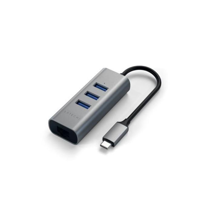 Adaptateur Satechi USB-C avec port Ethernet RJ45 + 3 ports USB - Gris Sidéral - SATECHI