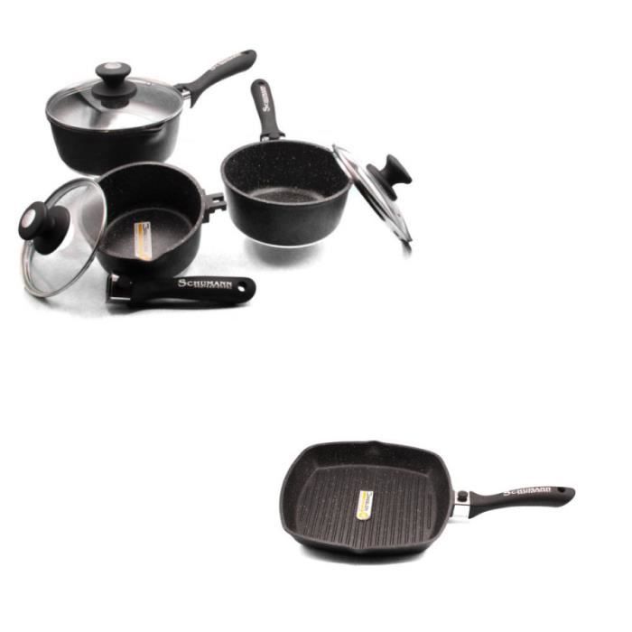 3 CASSEROLES + GRILL 28 CM, SCHUMANN PROFESSIONNEL Cdiscount Maison
