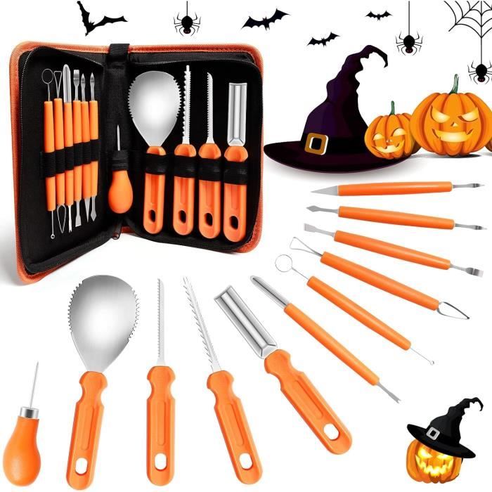 Kit De Sculpture De Citrouille Halloween, Pochoirs Et Outils Acier Inoxydable