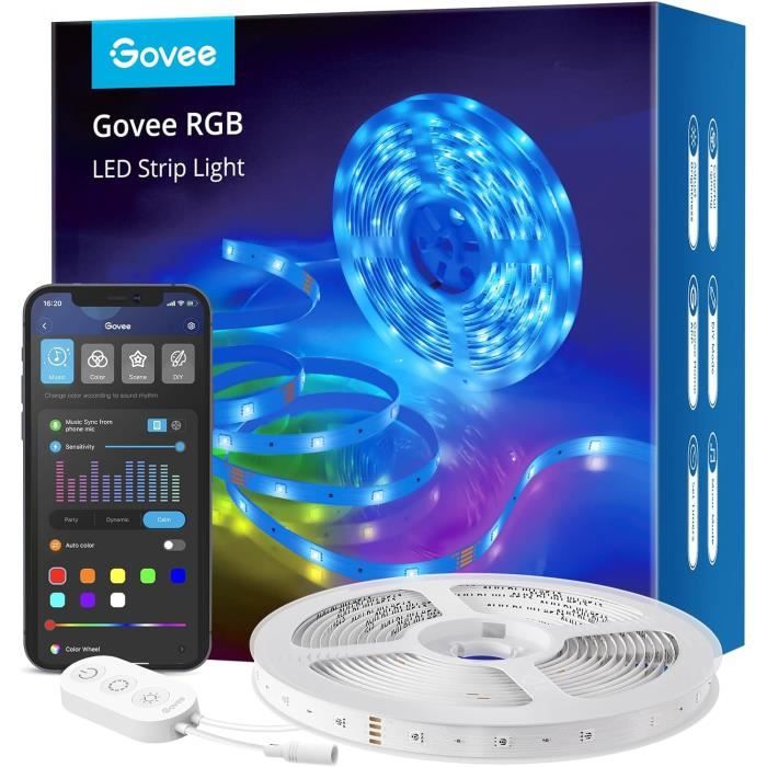 Govee Ruban LED 5m, WiFi Bande LED RGB Multicolore, App Contrôle, Mode ...