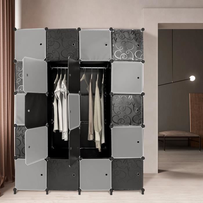 Armoire souple SUPFINE 5 couches et 20 compartiments Noir Gain de