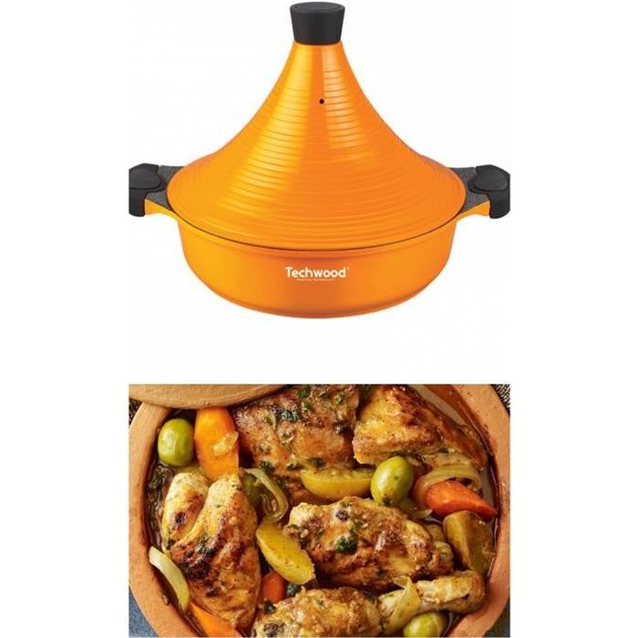 Tajine en fonte d'aluminium Jaune 4L tous feux dont induction Ø 28 x 28 cm avec couvercle