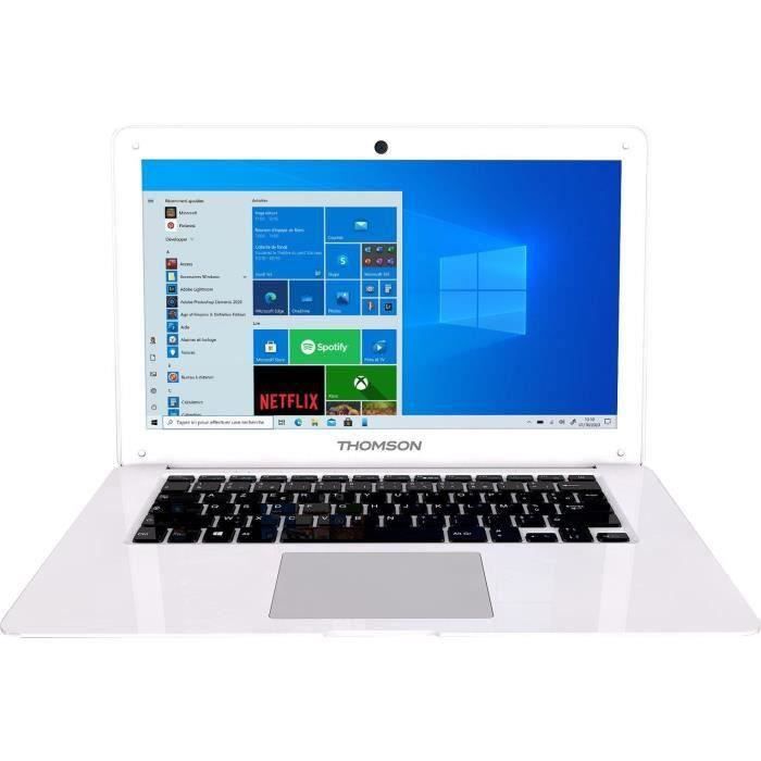 SHOT CASE – PC Portable Ultrabook – THOMSON Neo 13 HD – Intel Quad Core – RAM 4Go – Stockage 64Go SSD – Windows 10 – Blanc – AZERTY
