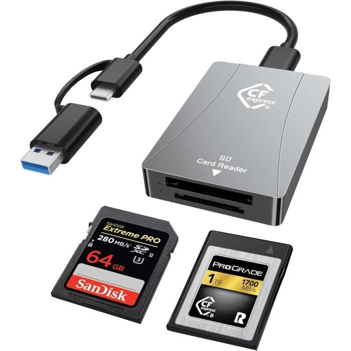 Lecteur De Cartes CFexpress Type A USB 3.1 Gen2 (10 Gbit/s) - Compatible IPhone, Windows, Mac, Android - 8