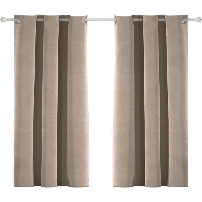Panneau De Rideau Plissé Velours Beige Scintillant - 108 Pouces - Misti Thomas - Neuf