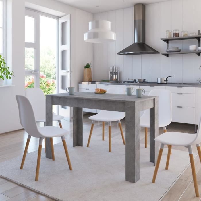 PromoTable de cuisine LMT - Table de salle à manger Gris béton 120 x 60 x 76 cm Aggloméré 20Kg