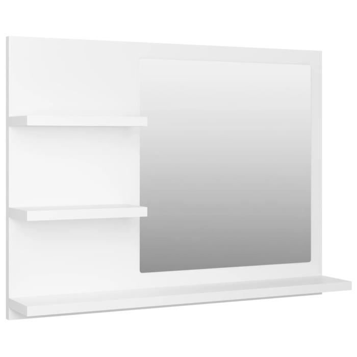 Miroir de salle de bain - VIDAXL - Blanc - Aggloméré - Contemporain - Design - Laqué