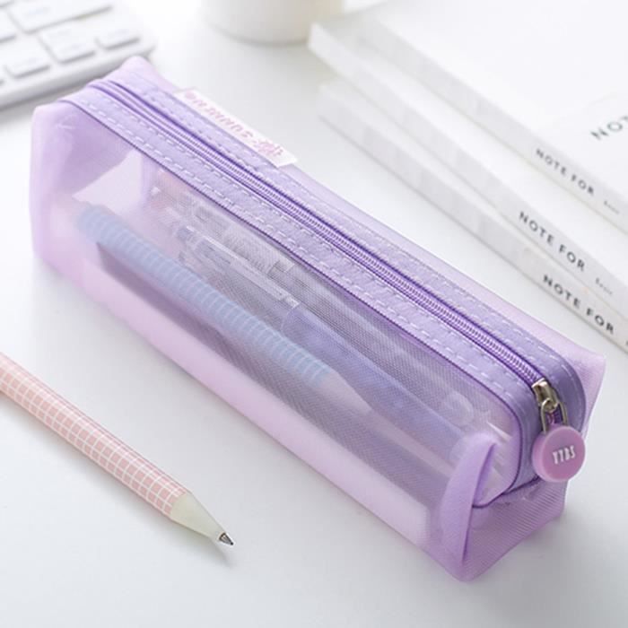 Lot De 3 Pochettes De Rangement En Nylon Transparent Avec Fermeture éclair - 21 X 12 Cm - Pour Fournitures Scolaires, Cosmétiques, Bureau