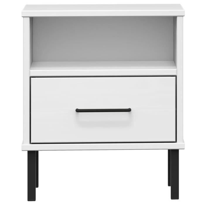 TIP - Table de chevet avec pieds en métal Marron Bois pin massif OSLO