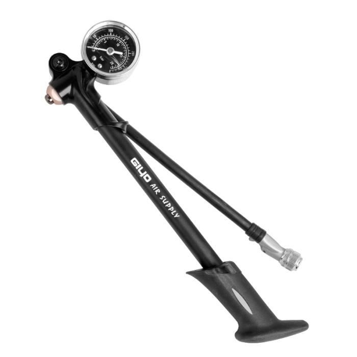 Pompe Haute Pression 300 PSI Pour Fourche VTT – Jauge Intégrée Et Purgeur – Tubulure Rotative 360° – Compatible Valve Américaine Et Française