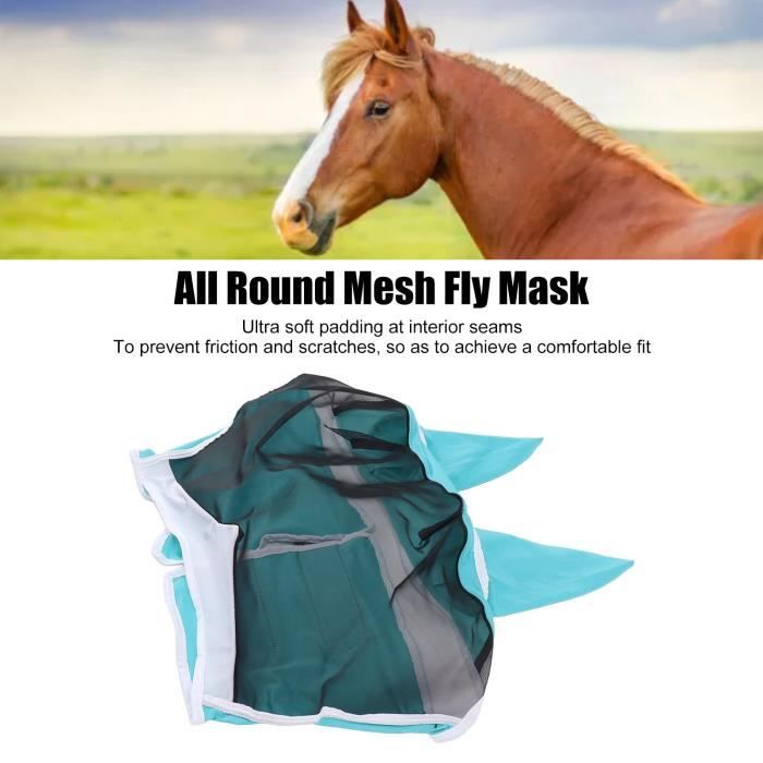 Meilleurs prix pour Masque Anti-Mouches en Maille pour Chevaux - ZERODIS - Protection des Yeux et des Oreilles - Blanc