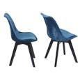 Lot de 4 chaises en velours NORA bleues avec coussin Bleu-1