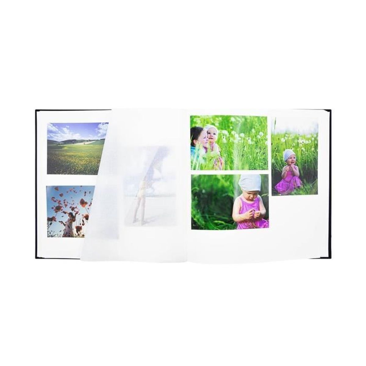 Album photo ERICA traditionnel Mariage NOTRE HISTOIRE - 60 pages blanches +  feuillets cristal - 240 photos - Couverture Blanche 28x30,5cm