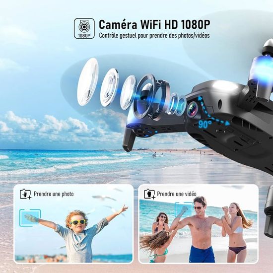Drone Avec Caméra 1080P Hd Wifi Fpv Télécommande, Pliable Drone Avec Mode Sans Tête, Maintien D