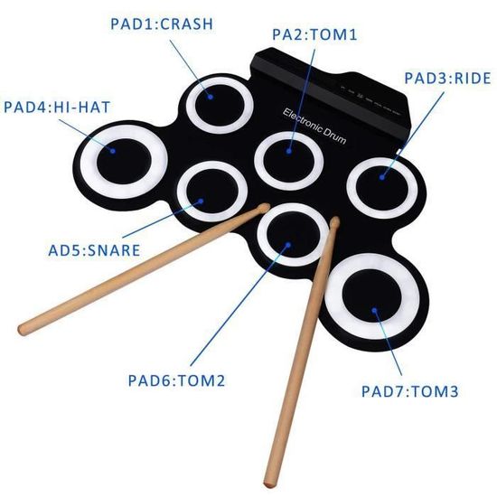 Batterie Électronique Roll Up Coolmusic - 9 Pads, Rechargeable, Haut-parleurs | Pour Débutants & Enfants