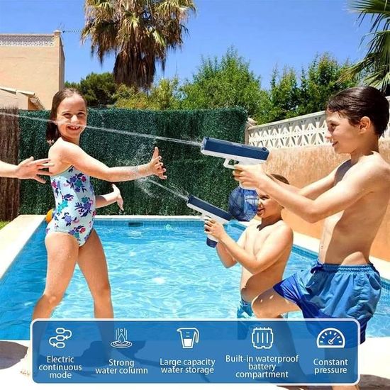 Pistolet à Eau Électrique Automatique 434cc + 58cc - Portée Jusqu'à 32 Pieds Pour Batailles D'Eau Fun