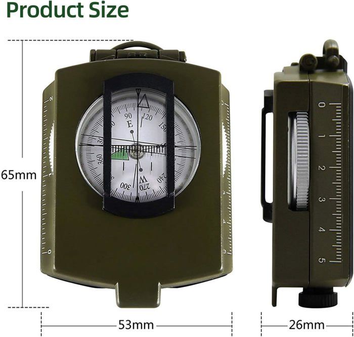 Boussole professionnelle multifonctionnelle, boussole militaire, boussole de navigation avec miroir et règle de cartographie, boussole d'exploration pour randonnée, chasse, activités de plein air