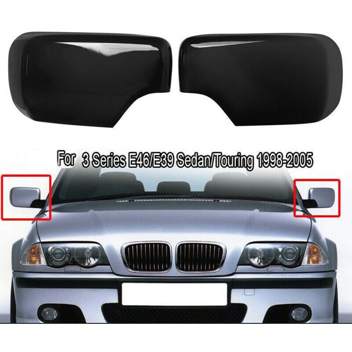 Coques Rétroviseur Noir Brillant ABS Pour BMW Série 3 E46 / Série 5 E39 (1998-2005) - Neuf