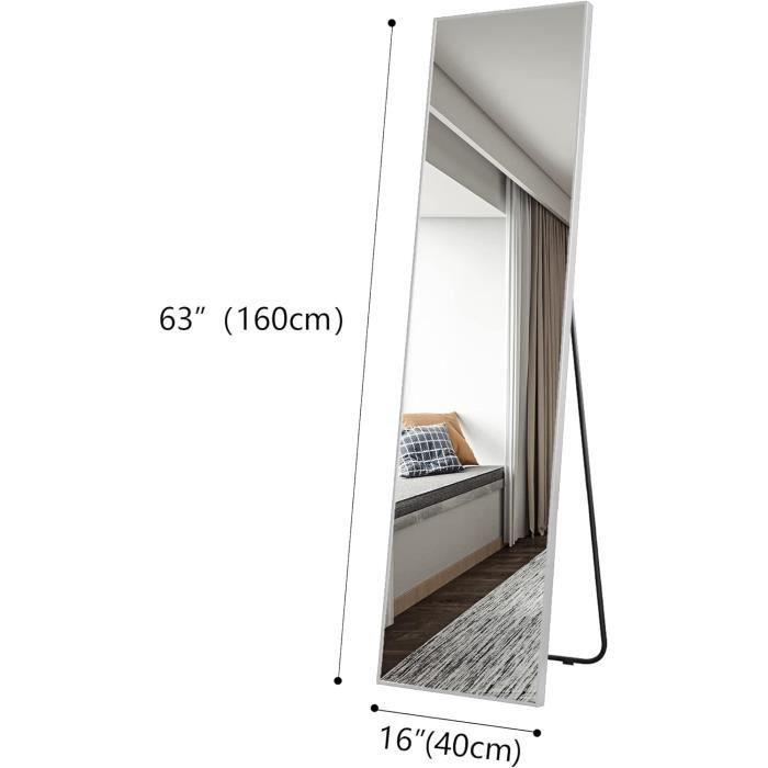 Grand Miroir Debout Rond Harbour Housewares - 153x30 Cm, Sol, Style Moderne, Finition Noire