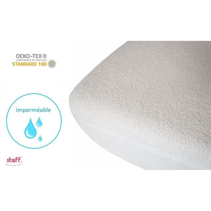 Steff - Protège matelas - Alèse - 60x120 cm - Blanc - impermeable