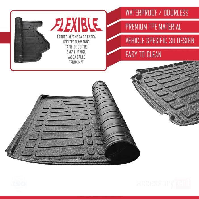 Tapis De Coffre MOTOS Pour Renault Megane III 2008-2016 - Protection Antidérapante Noire - Sur-mesure