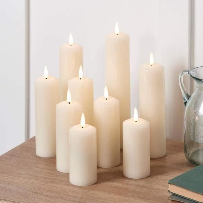 Bougie LED Pilier 20 Cm Cire Véritable TruGlow - Télécommande Minuteur 6h Ambiance Intérieur Automne