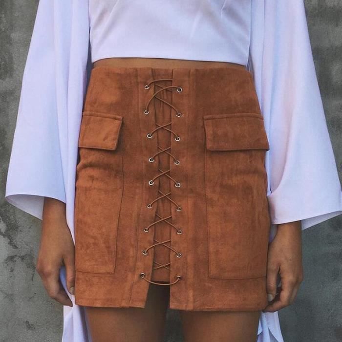 Jupe Crayon Pepe Jeans Cuir Et Daim - Taille XS Noire, Neuve Avec étiquettes