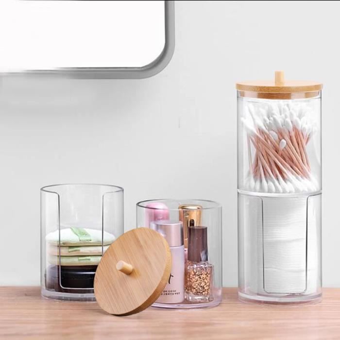 Boîte Organisateur Mural Coton Tige Avec Couvercle Rangement Pratique Pour Salle De Bain Et Bureau Boite Transparent Antipoussiere Pour Et Cosmetiques 90505004