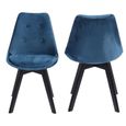 Lot de 4 chaises en velours NORA bleues avec coussin Bleu-2
