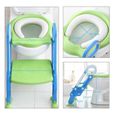 Siège de Toilette Enfant Pliable et Réglable, Reducteur de Toilette Bébé avec Marches,Lunette de Toilette Confortable (Bleu et Vert)-2
