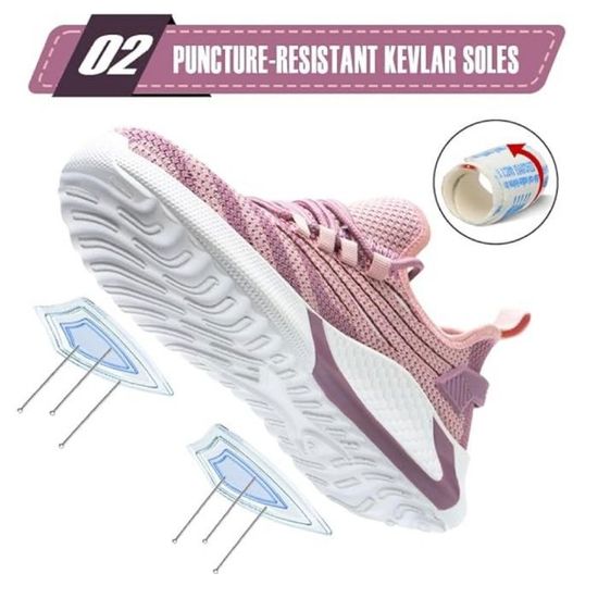 Chaussures De Sécurité Femme NVNV - Sans Lacets, Embout Acier, Coussin D'air, Respirantes