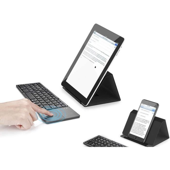B033PLUS Clavier Bluetooth pliable, mini clavier sans fil portable de poche  avec pavé tactile pour Android, Windows, PC, tablette, avec batterie Li-ion  rechargeable, gris foncé, Mode en ligne