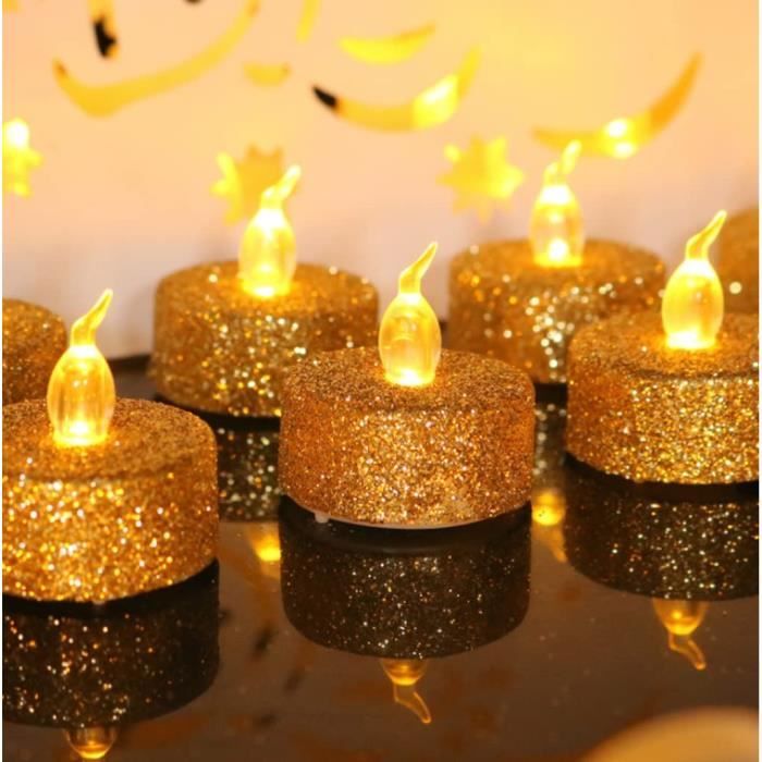 12 pièces Bougies LED Vacillante à Piles Longue durée Bougies Chauffe-Plat  LED doré Bougies LED sans Flamme réaliste pour A369 - Cdiscount Maison