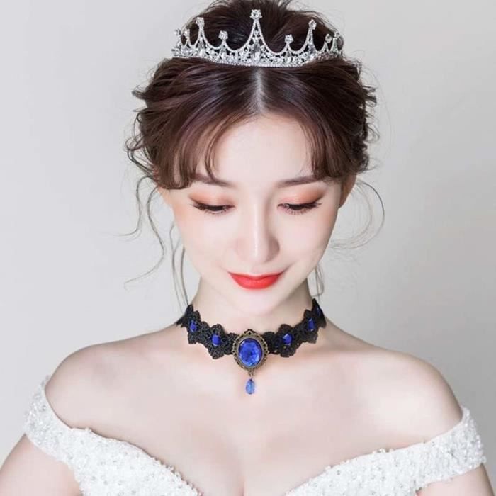 Collier Gothique Dentelle + Boucles D'Oreilles Choker – Set Halloween Lolita, Noir Élégant Et Mystérieux