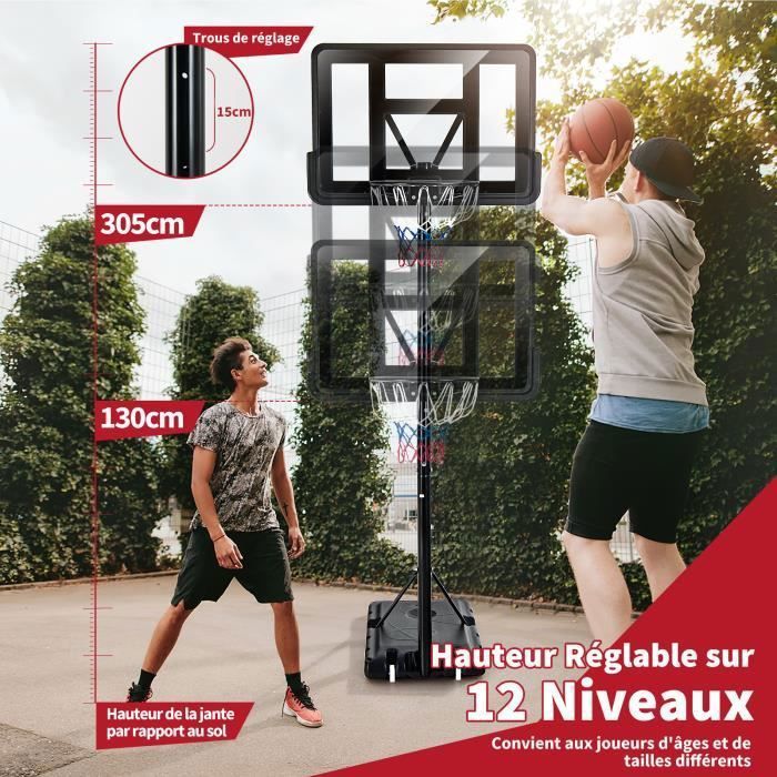 COSTWAY Panier De Basket-Ball Hauteur Réglable 260-305cm, Support De Basketball Mobile Avec Base Rechargeable 2 Roues Jante Et Poteau 68231bbcac8f91101823c663 COSTWAY Panier De Basket-Ball Hauteur Réglable 260-305cm, Support De Basketball Mobile Avec Base Rechargeable 2 Roues Jante Et Poteau 68231bbcac8f91101823c663