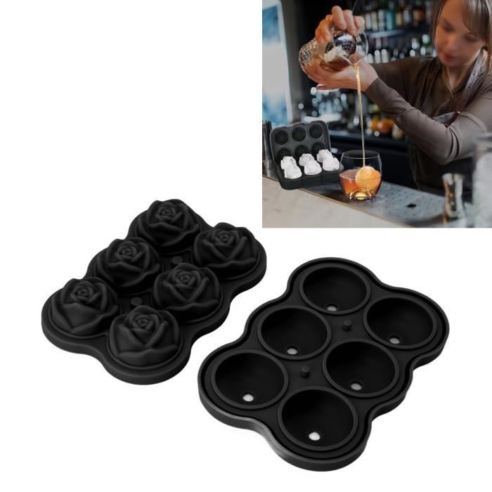 Bac à Glaçons (noir)Rose Silicone 6 Cubes Sans BPA Accessoire De