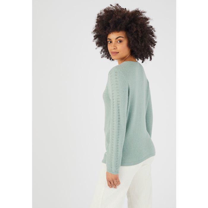 Pull Maille Ajourée Damart Femme - Manches Aux Coudes, Coton Confortable, Col Rond