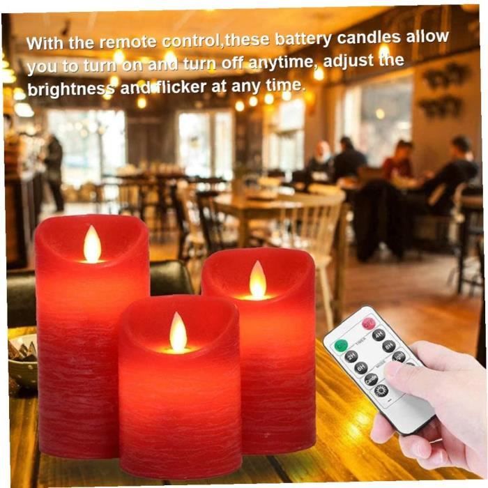Bougies LED AiiBowy 6 Pièces - En Vraie Cire - Flamme Vacillante - Télécommande - Minuterie - Noir - Déco Ambiance