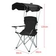 Noir Chaise de camping pliable avec parasol, Willonin® Fauteuil de Plage avec Accoudoirs, Sac de transport et Porte-gobelet-3