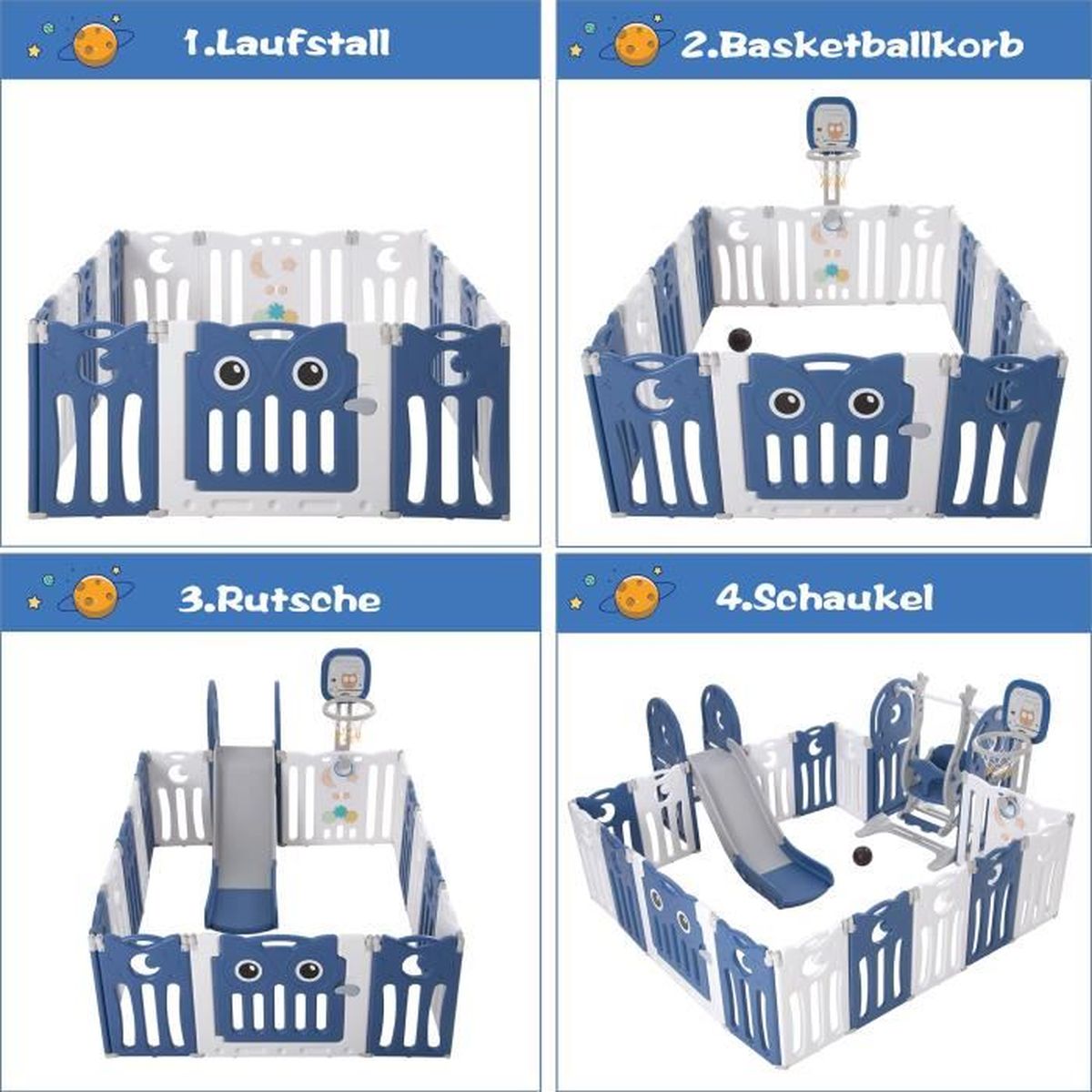 Parc Bebe En Plastique 16 Balancoire Toboggan Basketball Aire De Jeux Porte Barriere Securite Enfant Pliable Bleu Cdiscount Puericulture Eveil Bebe