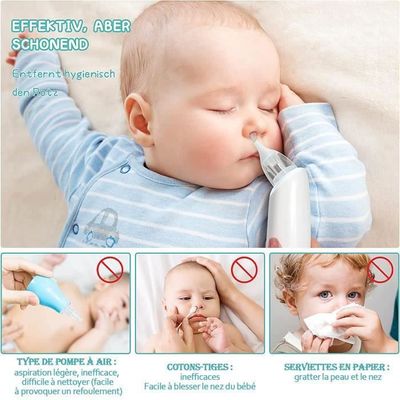 Aspirateur Nasal Électrique Bébé Rechargeable - 3 Embouts Silicone, 3 Niveaux Aspiration, Musique Et Lumière