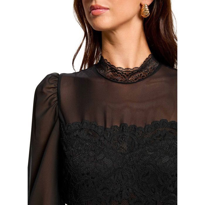Haut Dentelle Noir Et Beige Morgan - Taille XS - Jamais Porté, Sans étiquette - Féminin Et élégant