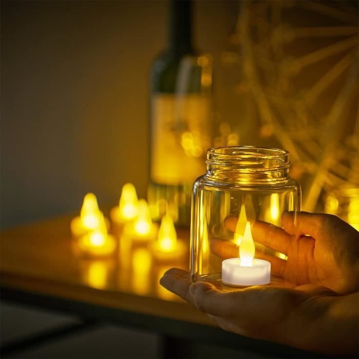 Lot de 12 bougies chauffe-plats sans flamme à piles LED avec lumière  blanche chaude vacillante pour mariage, festival, Hallowe[1578] - Cdiscount  Maison