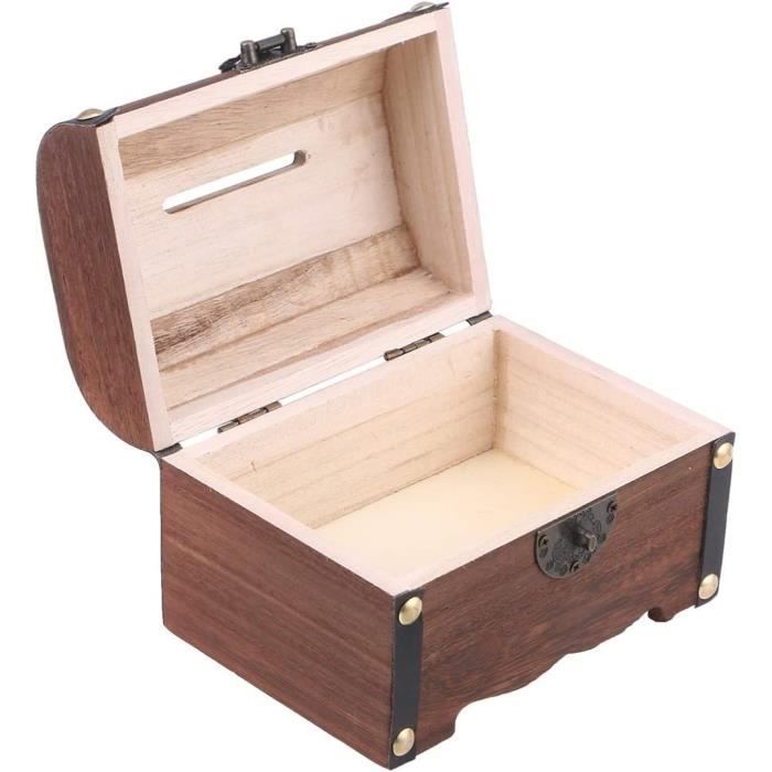 Boîte de rangement en bois avec cadenas 24x21x18cm