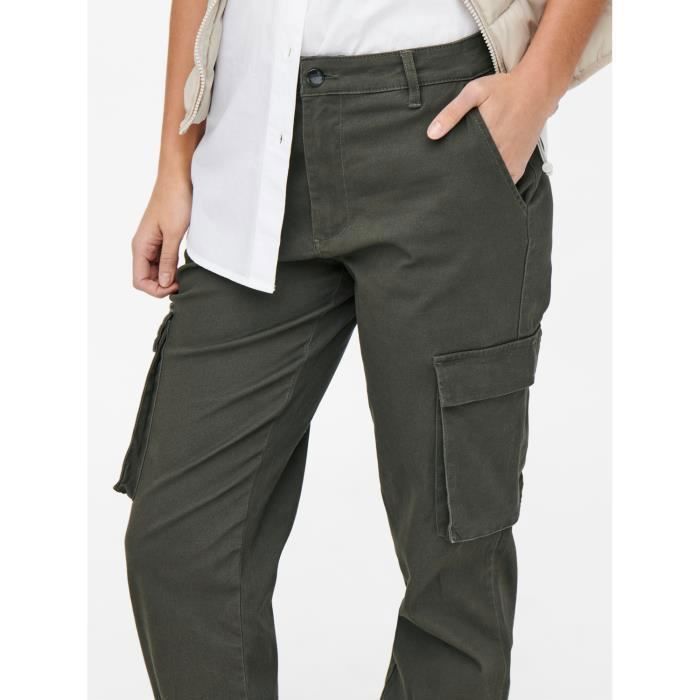 Pantalon Cargo Slim Noir Femme